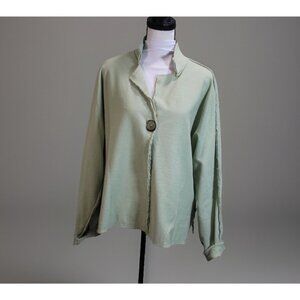 North Star Base Large Sage Green 1-Button Jacket Sweater Lagenlook Schacket NWT